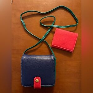 90s Red, Blue and Green small purse and wallet set - mint condition